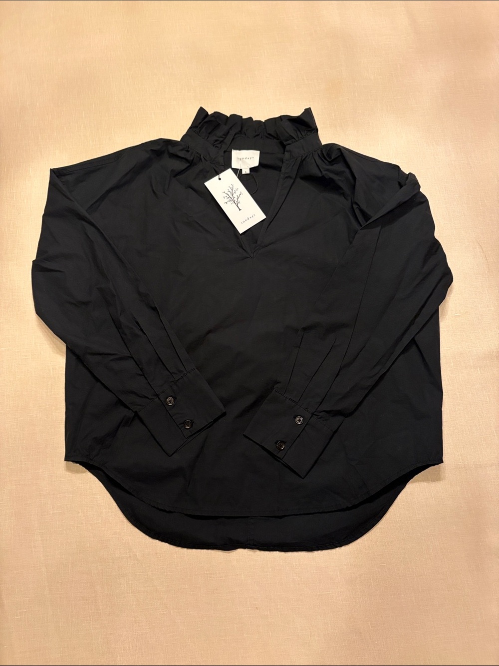 sundays Black Lightweight Button-Up Top